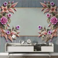 Çerçeveli Çiçek Motifleri – Klasik Zarif Duvar Kağıdı