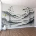 Bambu ve Sisli Dağ Manzarası Duvar Kağıdı