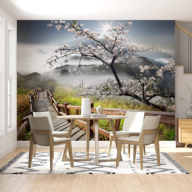 Sakura Çiçekli Doğa Manzaralı Dijital Baskı Duvar Kağıdı Sakura Çiçekli Doğa Manzaralı Dijital Baskı Duvar Kağıdı