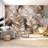Toprak Tonlarında Katmanlı Yaprak Ritmi – Doğal Şıklık Duvar Kağıdı