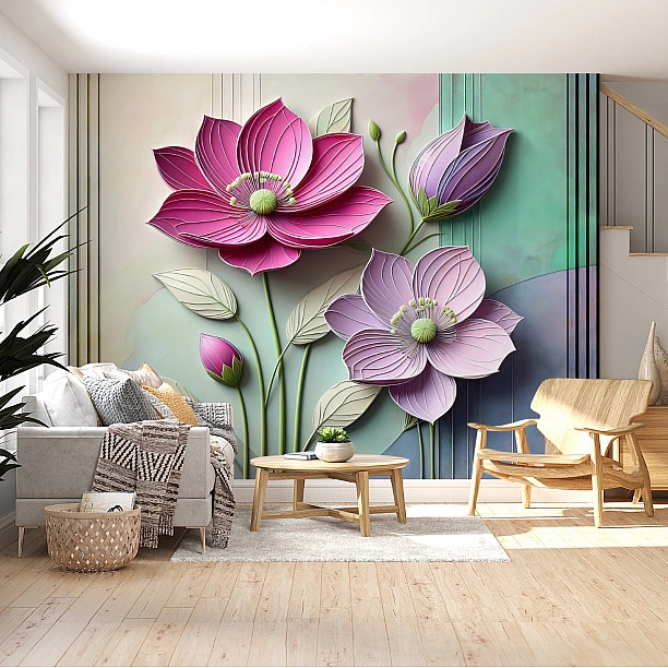 Canlı Çiçek Desenli 3D Dijital Baskı Duvar Kağıdı Canlı Çiçek Desenli 3D Dijital Baskı Duvar Kağıdı