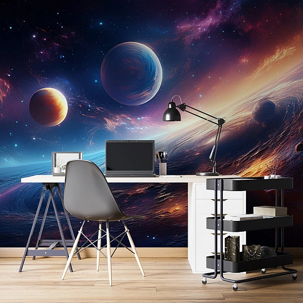 Galaktik Manzara ve Gezegenler Temalı Duvar Kağıdı Galaktik Manzara ve Gezegenler Temalı Duvar Kağıdı