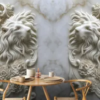 Aslan Motifli 3D Duvar Kağıdı - Güç ve Estetiğin Buluşması
