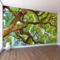 Doğal Yeşil Ağaç Dalları Temalı Duvar Kağıdı
