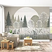 Modern Çizgisel Ağaçlar ve Güneş Duvar Kağıdı Modern Çizgisel Ağaçlar ve Güneş Duvar Kağıdı alternatif görünümü