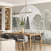 Modern Çizgisel Ağaçlar ve Güneş Duvar Kağıdı Modern Çizgisel Ağaçlar ve Güneş Duvar Kağıdı detay görünümü