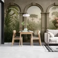 Kemerli Klasik Bahçe Manzaralı Dijital Duvar Kağıdı