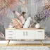 Pastel Tropikal Yaprak ve Kuş Desenli Modern Duvar Kağıdı