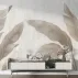 Bej Tonlarında Minimal Büyük Yaprak Desenli Modern Duvar Kağıdı
