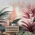 Soft Pembe ve Yeşil Tropikal Yapraklar Temalı Modern 3D Duvar Kağıdı Soft Pembe ve Yeşil Tropikal Yapraklar Temalı Modern 3D Duvar Kağıdı